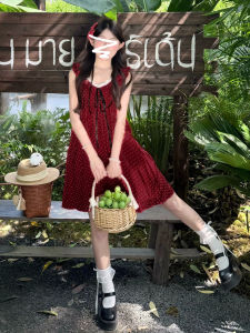 QINWEIYU | Summer Red Polka Dots Flared Sleeve Dress