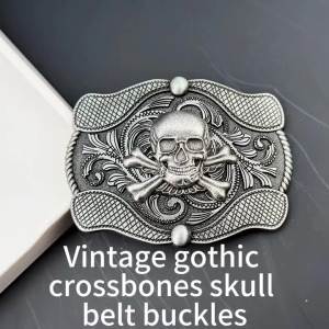 1 Piece of Vintage Exquisite Dark Skull Smooth Buckle Western Cowboy Belt DIY Plate Buckle Accessories
