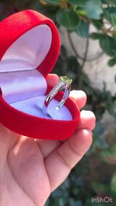 แหวนพลอยเพอริดอทแท้(Peridot)เงินแท้ 92.5% เคลือบทองคำขาว ไซส์นิ้ว 57 หรือ 8 US สินค้าส่งในกล่องเครื่องประดับ พร้อมใบรับประกัน