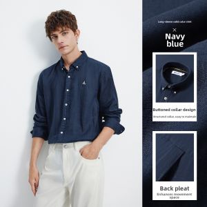 Navigare | Mens Linen Loose Long Sleeve Shirt White