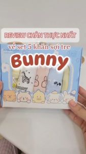 Hộp 5 Khăn Sữa Sắc Màu Sợi Tre BamBooo KidMart Bunny Mềm Mịn Cho Làn Da Của Bé Kích Thước 30x30cm