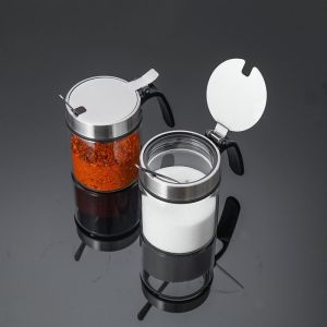 Accessible Luxury Hotel Glass Spice Box Seasoning Box Chicken Essence Salt Pepper Chili Powder Cruet Set Household Restaurant