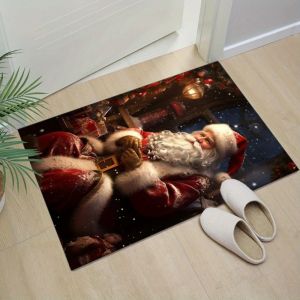 VIKAMA Christmas Carpet Anti slip Suitable for Holiday Home Decoration Holiday Living Room Entrance Christmas Pattern Door Mat