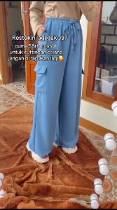 Celana Kulot Wanita Polos Cargo Bahan Crinkel Airflow Premium Jumbo Murah