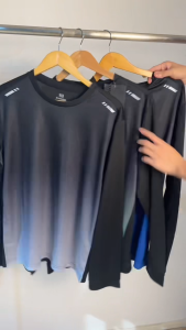 KAMB kaos lengan panjang pria olahraga dry fit