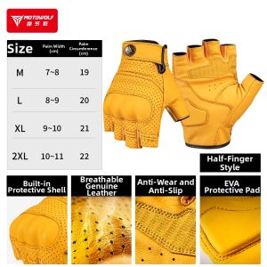 MOTOWOLF | Leather Half-Finger Riding Gloves for Motorcycles