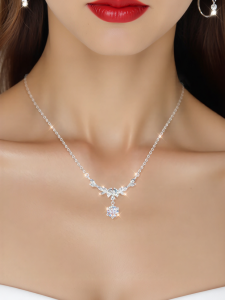 East Beauty | Purple Wisteria 999 Pure Silver Moissanite Pendant Necklace