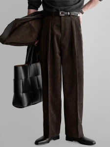 DAVID&ME | Chenille Straight Loose Wide Leg Retro Style Men Trousers