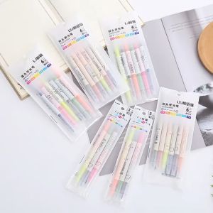 6 Colors Double Ended Dual Tips Highlighter -  Quick Dry Assorted Colors Water Based Ink Flexible Writing Width