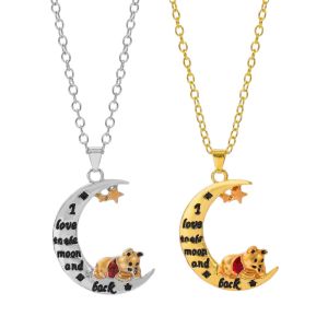 New Cute Winnie the Pooh Pendant Necklace Alloy Jewelry with Star and Moon Pendant European and American Style
