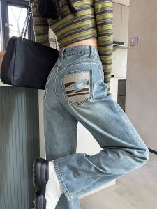 กางเกงยีนส์ทรงตรงปักลายสำหรับผู้หญิง กางเกงขายาวทรงหลวม ทรงสลิมฟิต กางเกงขายาวทรงขากว้าง ทรงหลวม กางเกงยีนส์ทรงสลิมฟิตสำหรับผู้หญิง