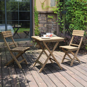 Portable Folding Wooden Table And Chair Set Back Chair Stool for Outdoor Balcony Small Household Use Casual Dining Table Chair