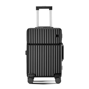 กระเป๋าเดินทางแบบเปิดหน้าสำหรับผู้หญิงพร้อมล้อ 20 นิ้ว กระเป๋าเดินทางแบบมีซิปสำหรับนักเรียนและธุรกิจ กระเป๋าเดินทางแบบเงียบ