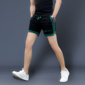 Ice Silk Mens Summer Thin Sporty Casual Pants Straight Leg Short Trousers Trendy Splice High-End Feeling Breathable Elastic