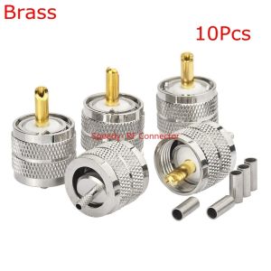 10Pcs PL259 UHF Male RG316 Plug Connector UHF Male Crimp for RG174 RG179 RG316 RG188 Coax Cable Brass Nickel Plated