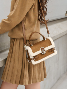 Josiny | Vintage Brown Versatile Fur Small Square Handbag