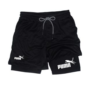 Spring and summer breathable two-in-one double-layer sports shorts mens elastic tight shorts quick-dry multifunctional shorts