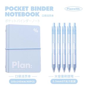 Portable Mini A6 Refillable Notebook High Aesthetic INS Planner Pocket Size Compact Diary Book Business Supplies Stationery