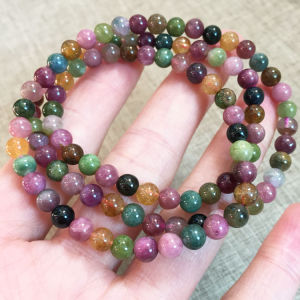 Counter Genuine Natural Tourmaline Multi-Circle Bracelet Bring In Wealth and Treasure Wangfu Three Rings Color Multi-Layer Crystal Bracelet Female Accessories