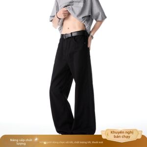 ZHUOCAN | Quần Jeans Nam Phong Cách Retro Form Rộng Dần Nhỏ Có Nếp Xòe Nhẹ và Chất Liệu Cao Cấp