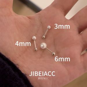 Mini Pure Silver Pearl Stud Earrings Sleepwear Friendly Screw Back Womens Fashion Jewelry Ear Cuff Retro Court Style