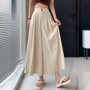 Ice Silk Wide Leg Culottes Womens Summer Thin Small Japanese Style Lazy Yamamoto Pants Loose Big Hem Draped Casual Pants