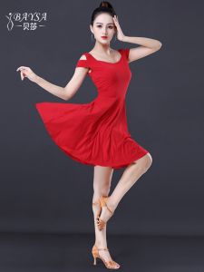 Baysa Latin Dance Skirt Womens Adult Performance Costume Spring Summer New Style Practice Dress Short Sleeve Dancewear