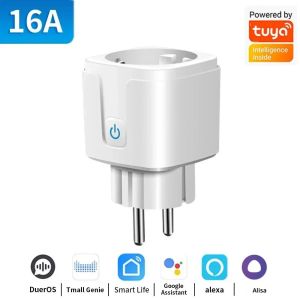TNCE Tuya สมาร์ทซ็อกเก็ต WiFi หรือ Zigbee3.0 ปลั๊ก 16/20A EU Outlet รีโมทคอนโทรลจับเวลา Power Monitor เสียง Google Home Alexa Alice