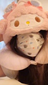 หมอนรองคอพร้อมฮู้ด มายสวีทเปียโน หมอนรองคอสไตล์เกาหลีลายน่ารัก นุ่มสบาย พร้อมส่ง