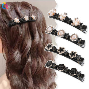 Delicate Four-leaf Clover Hair Clips Lazy Braided Hairpin Female Summer Bangs Fixed Hair Clip Flower Hair Accessories Hair Clips for Styling Hairpin Duckbill Clip Hair Bands