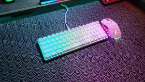 HXSJ | Bộ Bàn Phím Và Chuột Chơi Game HXSJ 60% RGB Bàn Phím Màng 68 Phím Có Dây USB Chuột Không Dây 3 Chế Độ Nhẹ Cho PC Mac