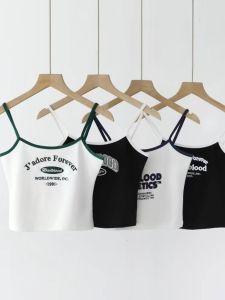 Slim Fit Embroidered Letter Vest Top Womens Short Length Badblood Style Work Clothing Party Wear Slim Fit Short Sleeve Tank Top