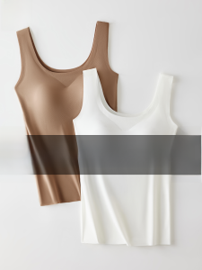 MiiOW | White Ice Silk One-Piece Womens Vest Strap Bralette Inner Wear Cat Person Chest Pad Wide Shoulder Strap Beautiful Back Top