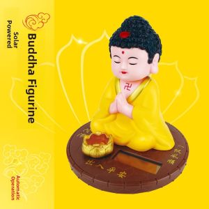 Solar Powered Buddha Hall Decoration Car Interior Ornament Living Room Small Monk Nodding Automobile Decorative Accessories