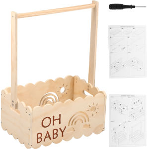 Wood Baby Shower Storage Basket Baby Shower Crate with Handle Baby Toys Storage Crate Multipurpose Gift Basket for Boys Girls