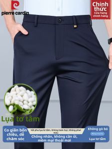 Pierre Cardin | Quần Dài Nam Kẻ Bằng Lụa Thẳng Rộng và Dày cho Mùa Xuân và Thu