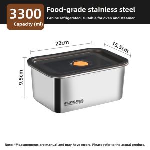 Premium Stainless Steel Microwave Safe Food Grade Sealed Box with Lid Kitchen Storage Container Corrosion Resistant Rectangular