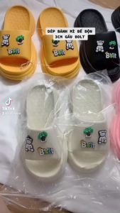 Dép bánh mì Gấu Bolt đế độn 4cm (gắn 6 sticker) nữ quai ngang chất EVA siêu nhẹ ullzang iDÉP DL278 (Tăng 1 Size)