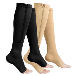 1Pair Zipper Calf Compression Length Stocking for Women Men Slim Sleeping Beauty LegMedical Prevent Varicose Veins Sports Runing