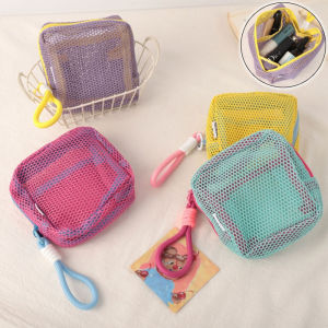 Túi Đựng Mỹ Phẩm Dạng Lưới Nhẹ Kiểu Dáng Thời Trang Túi Đựng Đồ Có Khóa Kéo Hình Vuông Di Động Túi Đựng Đồ Lặt Vặt Đa Năng Thân Thiện Với Môi Trường
