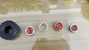 1.0 Beadlock Wheels and Tires(4pcs)1.0 Crawler Tires 51*20mm 1/18 1/24 RC Crawler Tires for SCX24 TRX4M FMS FCX24 FCX18 AX24