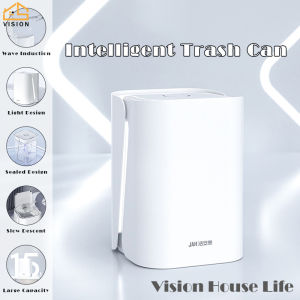 วิสัยทัศน์กระป๋องถังขยะเซนเซอร์อัจฉริยะ15L พร้อมถังขยะห้องน้ำอัตโนมัติแบบมีไฟโชว์พร้อมฝาใช้ในครัวเรือนถังขยะไร้สัมผัสเซ็นเซอร์ตรวจจับการเคลื่อนไหวถังขยะกันน้ำปิดผนึกถังขยะ