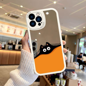  17 Phone Case Mirror Cat Design Silicone Soft Shell Protective Cover for Women Makeup Mirror Full Coverage Lens Protection