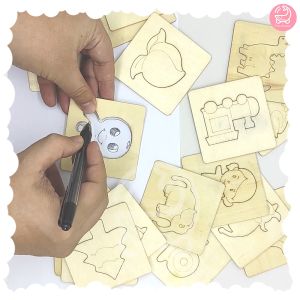 Mai Art Box Set 32 Pcs Alat Tulis Mini Dan Alat Jiplak Kayu Tracing Gambar Pensil Penghapus Spidol