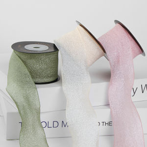 Zhuocai Glossy Fringe Margin Hairtail Yarn Ruched Shiny Ribbon Gift Hair Accessories Floral Bows M White Ribbon