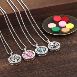 Tree Of Life Aromatherapy Perfume Locket Fashion Essential Oil Diffuser Necklace For Women Pendant Jewelry Gift