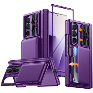 Ốp Lưng Galaxy Z Fold 7 Màu Xanh Chống Sốc Tích Hợp Bảo Vệ Bản Lề Chân Chống Ẩn Bảo Vệ Màn Hình Có Khe Đựng Thẻ Chống Trầy Xước