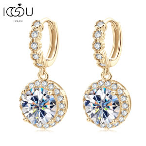 IOGOU Original 3ct 2ct D Moissanite Hoop Drop Earrings for Women 925 Sterling Silver Certified Jewelry Huggie Dangle Earrings