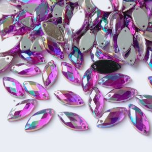 Payet diamond jahit mata pelangi akrilik Mote manik grade A UK 7x15 per lusin