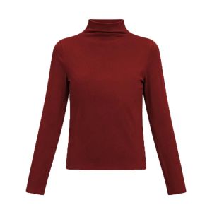 Womens Pure Color Modal Half High Collar Long Sleeve Base Shirt Inner Wear T-Shirt Recommended Slim Fit Commute Style Winter Season